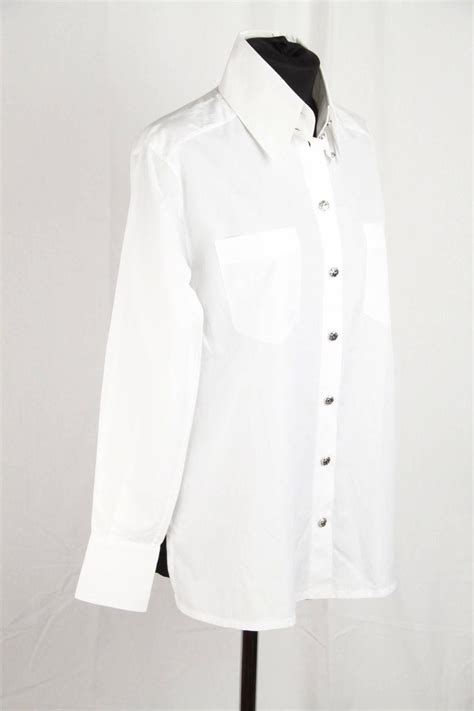 chanel black and white blouse|Chanel white pocket shirt.